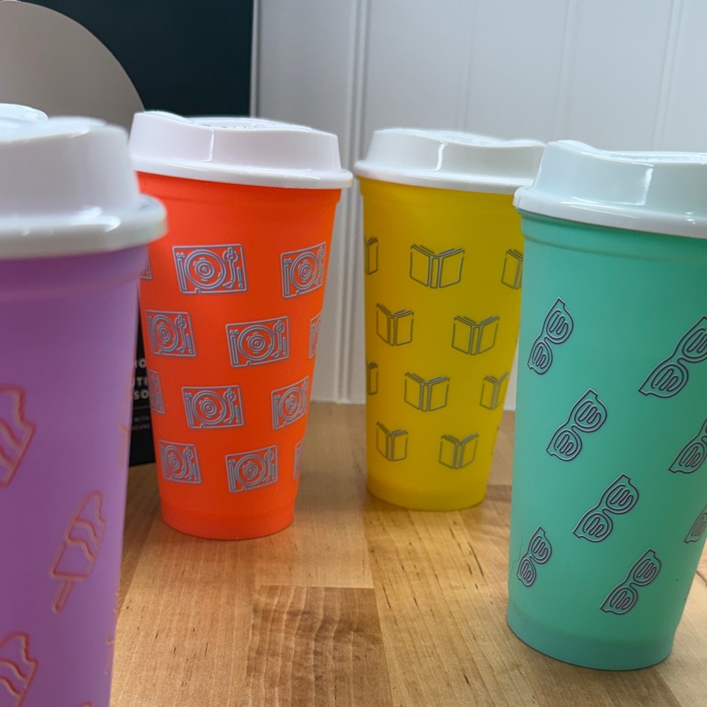 Starbucks Colorful Reusable Coffee Cups Set of 5 Never Used - Picture 3 of 4
